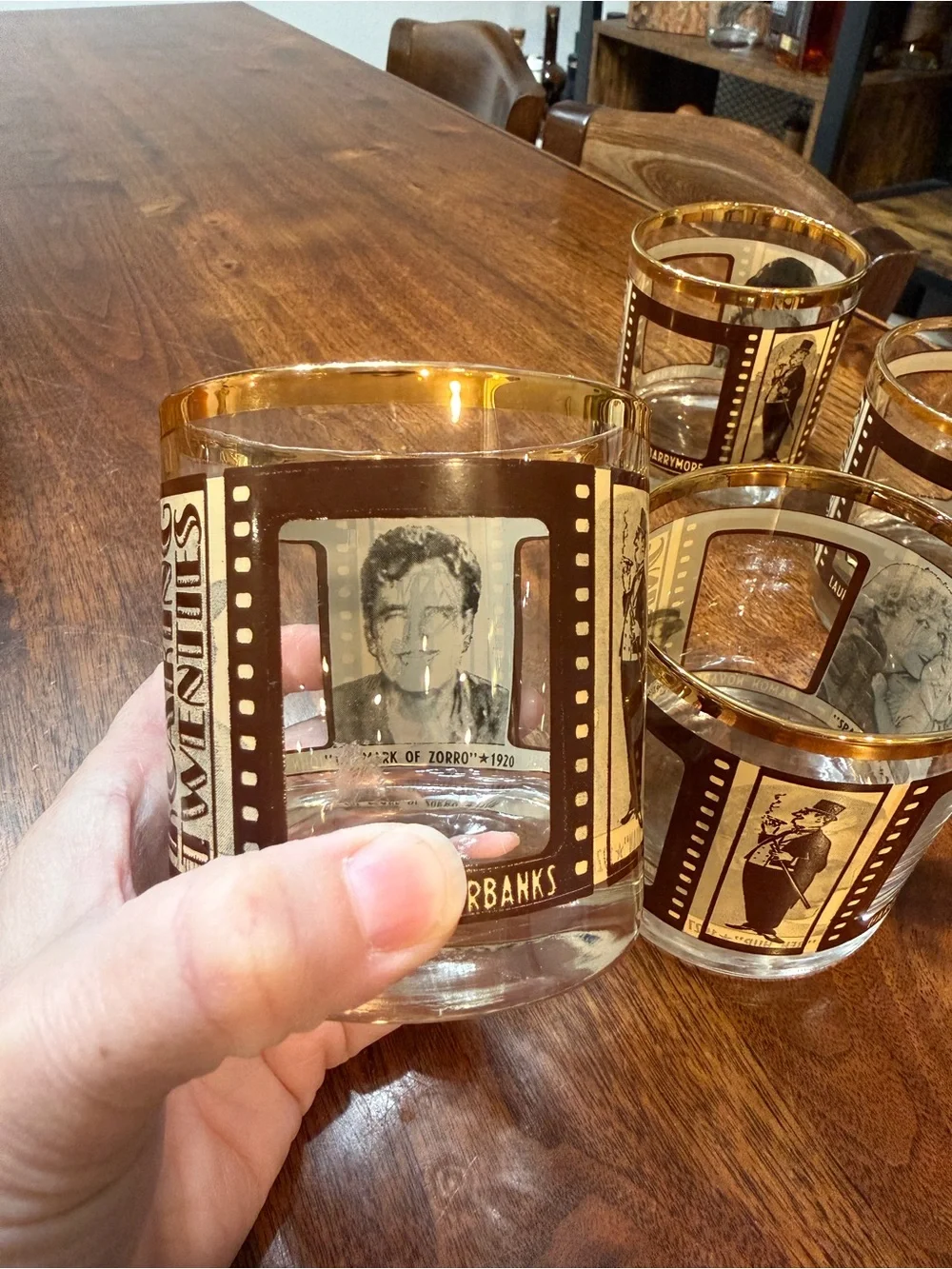 Roaring Twenties Glass Tumbler Set in Gold and Brown